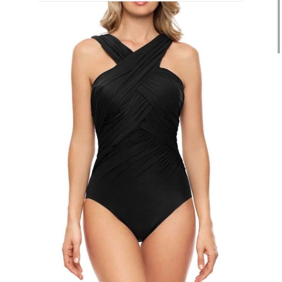 Miraclesuit Other - Miraclesuit Criss Cross High Neck One Piece Swimsuit black 14 448541